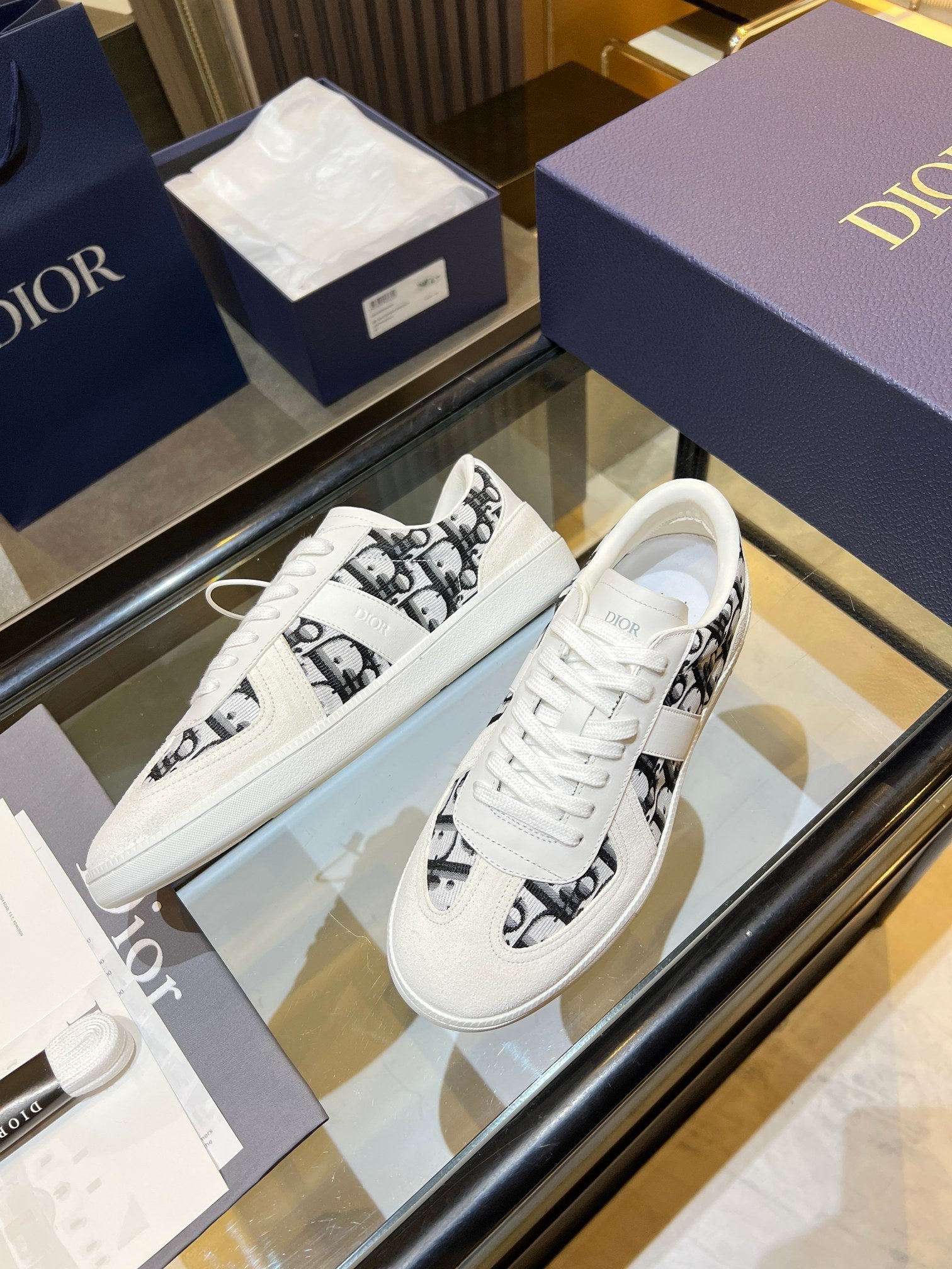 DIOR 26S B01 MATCHPOINT SNEAKER IN BLACK & WHITE OBLIQUE JACQUARD CANVAS AND SUEDE