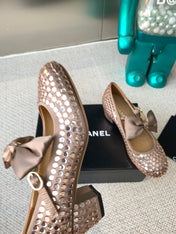 CC MARY JANES SHOES IN COPPER SATIN WITH RHINESTONES