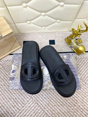 DIOR FLAT SLIDES 25S IN BLACK TPU