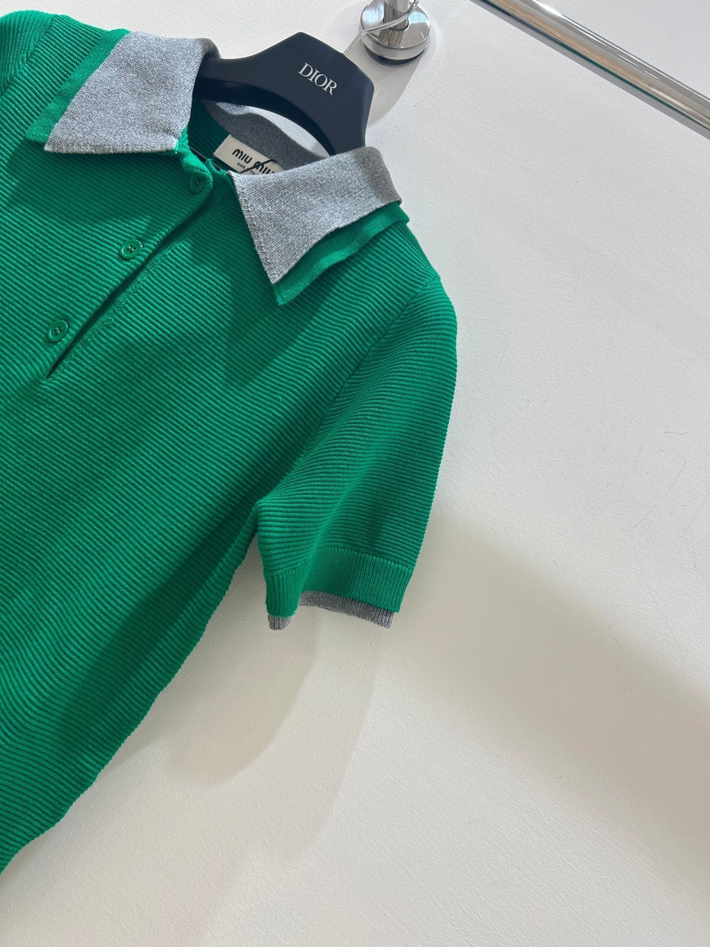 MIUMIU SHORT-SLEEVE KNIT POLO SHIRT STYLE 202