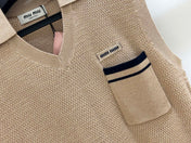 MIUMIU 26S SLEEVELESS KNIT POLO TOP 1415