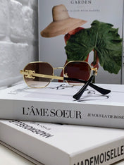 TRIOMPHE SUNGLASS 497822 IN GOLD METAL BROWN SMOKE LENSES
