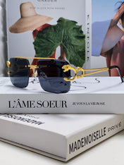 PANTHÈRE RIMLESS RECTANGULAR FRAME SUNGLASSES 543542 IN METAL