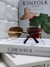 PILOT SUNGLASS 581363 IN GOLD METAL BROWN SMOKE LENSES