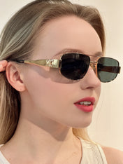 TRIOMPHE SUNGLASS 512997 IN GOLD METAL BLUE LENSES