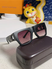 LINK SQUARE SUNGLASSES 570272 IN BLACK ACETATE BLACK LOGO