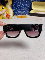 LINK SQUARE SUNGLASSES 570272 IN BLACK ACETATE BLACK LOGO