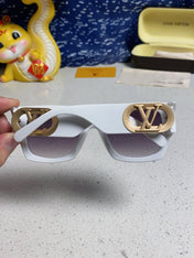 LINK SQUARE SUNGLASSES 570274 IN WHITE ACETATE GOLD LOGO