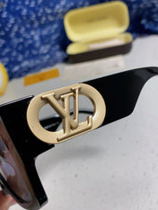 LINK SQUARE SUNGLASSES 570276 IN BLACK ACETATE GOLD LOGO