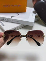 CHAIN SQUARE SUNGLASSES 570260 IN GOLD METAL BROWN SMOKE LENS