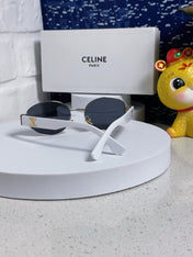 TRIOMPHE SUNGLASS 538530 IN WHITE ACETATE BLACK LENSES