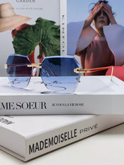 PANTHÈRE RIMLESS GEOMETRIC FRAME SUNGLASSES  539743 IN METAL