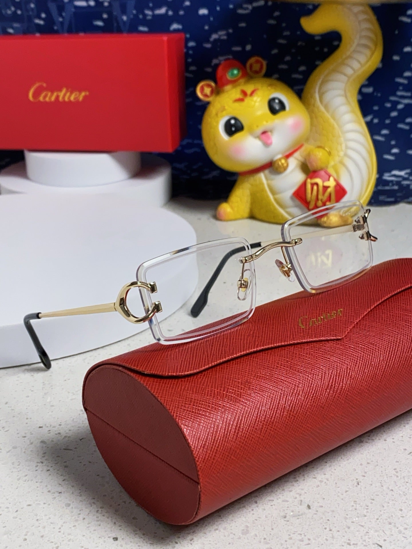 CARTIER 26S RIMLESS RECTANGULAR FRAME IN METAL 435994