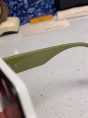 SQUARE SUNGLASSES 571656 IN GREEN ACETATE GREY SMOKE LENS