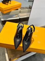 ALLURE HIGH 8 CM SLINGBACK IN BLACK CALFSKIN