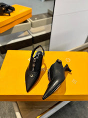 ALLURE HIGH 4.5 CM SLINGBACK IN BLACK MONOGRAM CALFSKIN