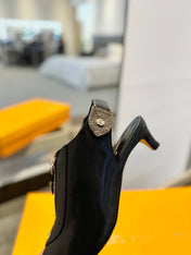 ALLURE HIGH 4.5 CM SLINGBACK IN BLACK MONOGRAM CALFSKIN