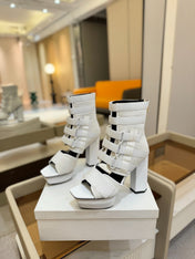 BALMAIN 25S UMA SANDALS 105MM IN WHITE VELCRO AND MESH