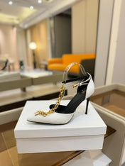BALMAIN 25S SYNC STILETTOS WITH POINTED TOE 95MM IN WHITE CALFSKIN