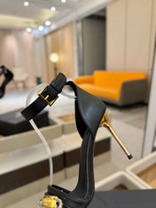 BALMAIN 25S HIGH HEELS 95MM IN BLACK CALFSKIN