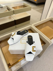BALMAIN 26S SANDALS IN WHITE CALFSKIN