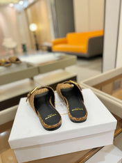 BALMAIN 26S SANDALS IN BROWN CANVAS
