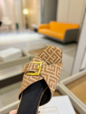 BALMAIN 26S SANDALS IN BROWN CANVAS