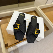 BALMAIN 26S SANDALS IN BLACK CANVAS
