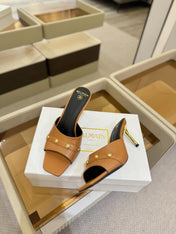 BALMAIN 26S HEELED SANDALS 70 MM IN BROWN CALFSKIN