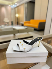 BALMAIN 26S HEELED SANDALS 70 MM IN WHITE CALFSKIN