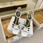 BALMAIN 26S HEELED SANDALS 105 MM IN WHITE LAMBSKIN