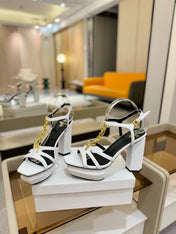 BALMAIN 26S HEELED SANDALS 105 MM IN WHITE LAMBSKIN