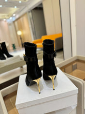 BALMAIN 26S BOOTS 95 MM IN BLACK PONY HAIR