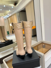 BALMAIN 26S HIGH BOOTS 65 MM IN BEIGE CALFSKIN