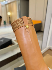 BALMAIN 26S HIGH BOOTS 65 MM IN BROWN CALFSKIN