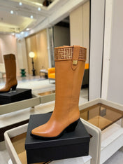 BALMAIN 26S HIGH BOOTS 65 MM IN BROWN CALFSKIN