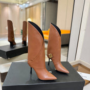 BALMAIN 26S BOOT 95 MM IN BROWN CALFSKIN