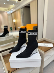 BALMAIN 26S BOOT 75 MM IN BLACK FLYKNIT STYLE 1