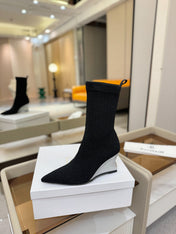 BALMAIN 26S BOOT 75 MM IN BLACK FLYKNIT
