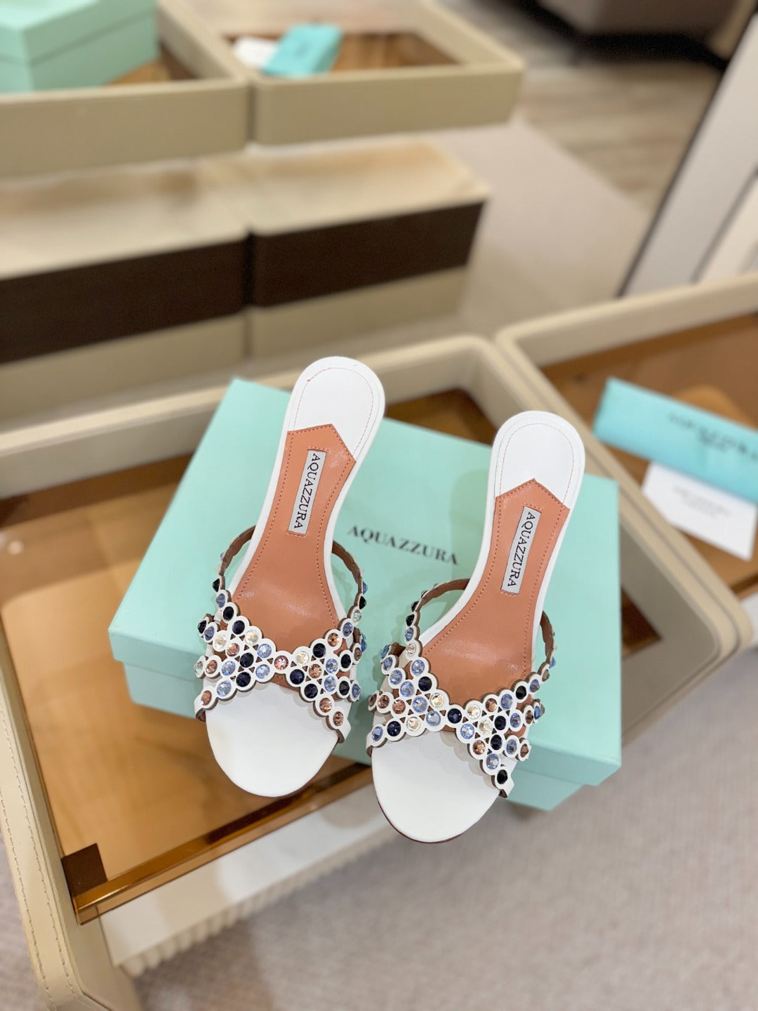 AQUAZZURA 26S TEQUILA HEELED SANDALS 85 MM IN WHITE LAMBSKIN