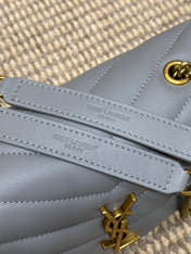 LOULOU SMALL 25 IN ASH BLUE LAMBSKIN GOLD HARDWARE