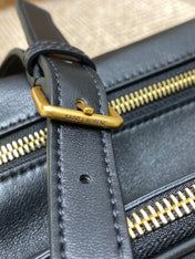SMALL TRAVEL BAG 31 IN BLACK QUILTED LAMBSKIN GOLD HARDWARE