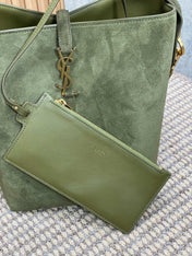 LE 37 SMALL BUCKET BAG 25 IN HUNTER GREEN SUEDE GOLD HARDWARE