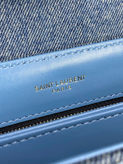 LOULOU MINI BAG 20 IN BLUE DENIM GOLD HARDWARE
