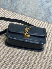 SOLFERINO SMALL SATCHEL 19 IN BLACK CALFSKIN GOLD HARDWARE