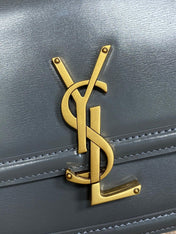 SOLFERINO SMALL SATCHEL 19 IN DARK GREY CALFSKIN GOLD HARDWARE