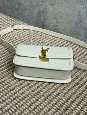SOLFERINO SMALL SATCHEL 19 IN WHITE CALFSKIN GOLD HARDWARE