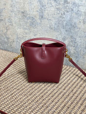 LE 37 MINI BUCKET BAG 15 IN BURGUNDY RED CALFSKIN GOLD HARDWARE
