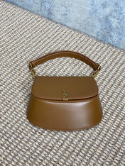 VOLTAIRE TOP HANDLE IN BOX 21 IN TAWNY BROWN CALFSKIN GOLD HARDWARE