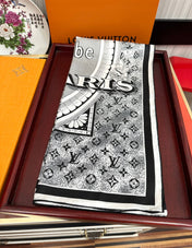 SQUARE SILK SCARF MALLES MERVEILLEUSES 90 CM BLACK MIX WHITE 399997